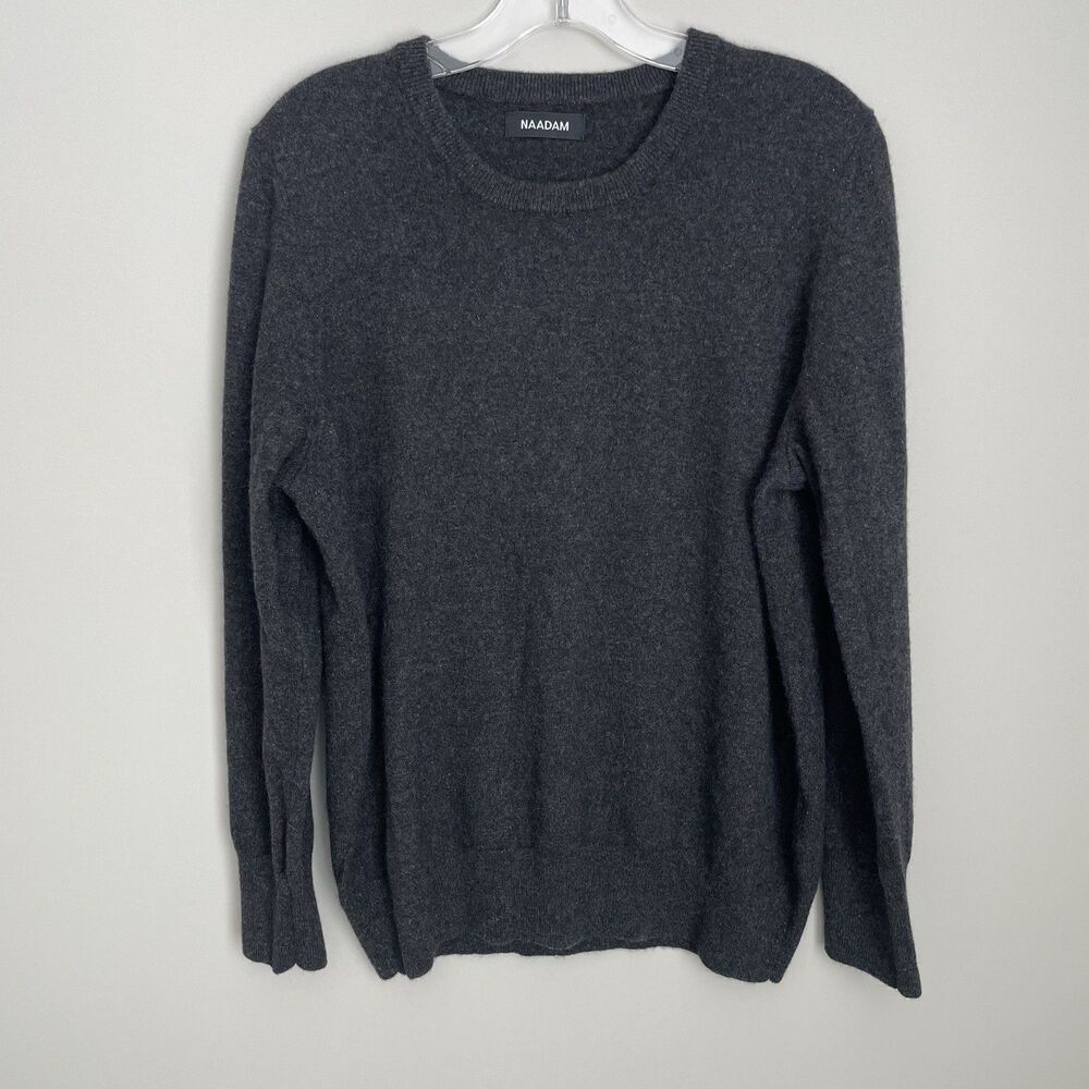 Naadam Size XL Gray Charcoal Crew Neck Pullover 100% Cashmere Sweater